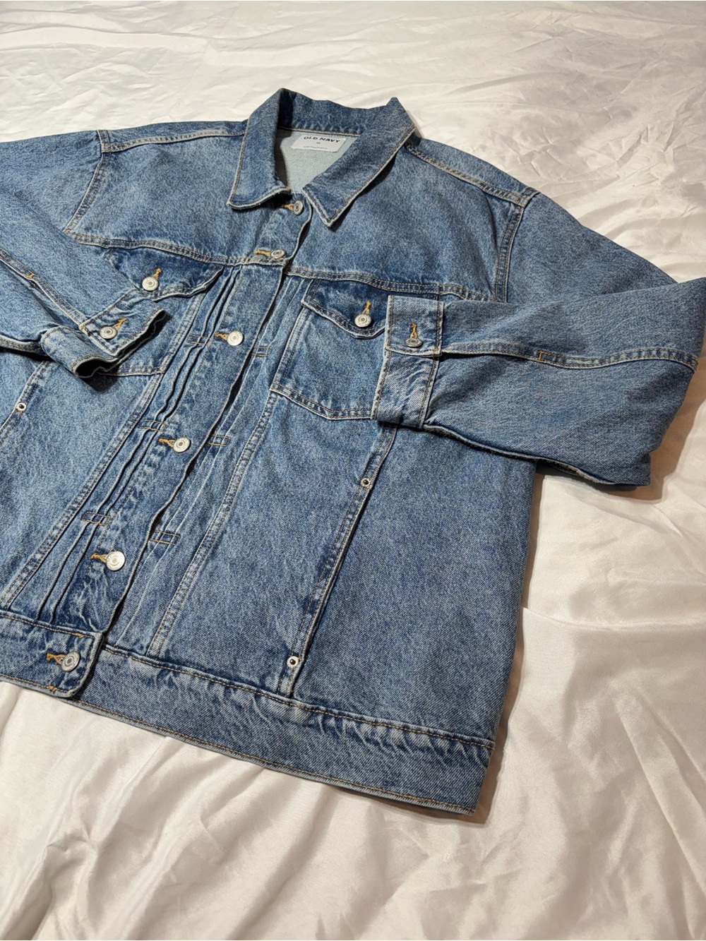 Old Navy Classic Jean Jacket Women 3X Blue Denim Relaxed Birdie Trucker Coat